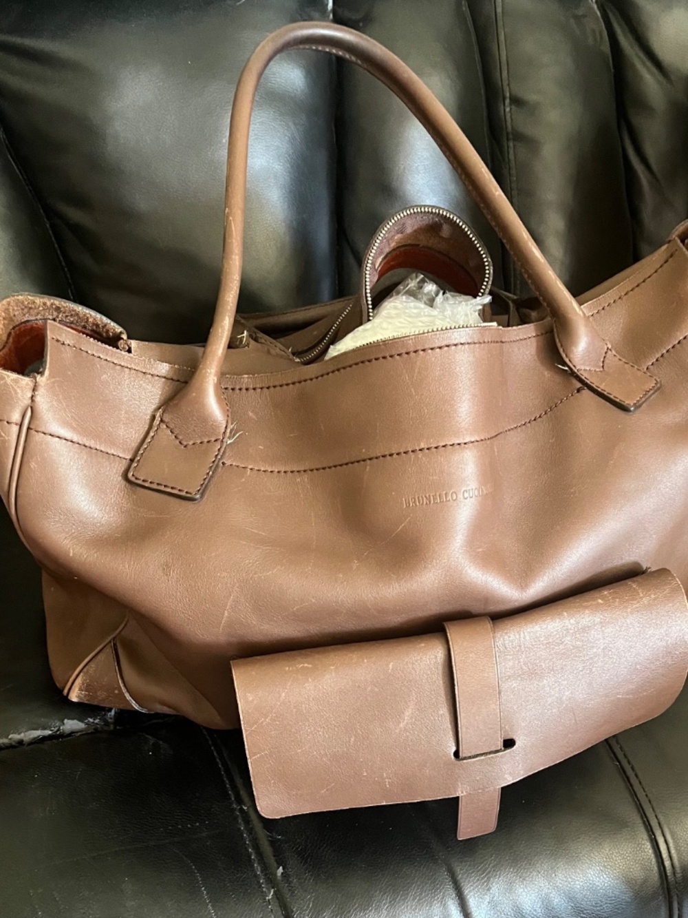 Brunello Cucinelli vintage leather duffel. - Picture 2 of 9